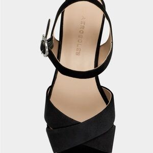 Aerosols - Comfortable Women's Crisscross Platform Sandal in Black Suede